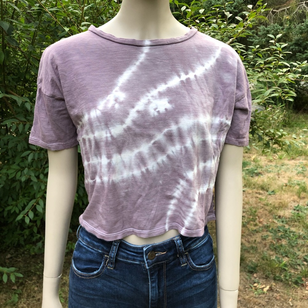 Purple and white tie dye crop top